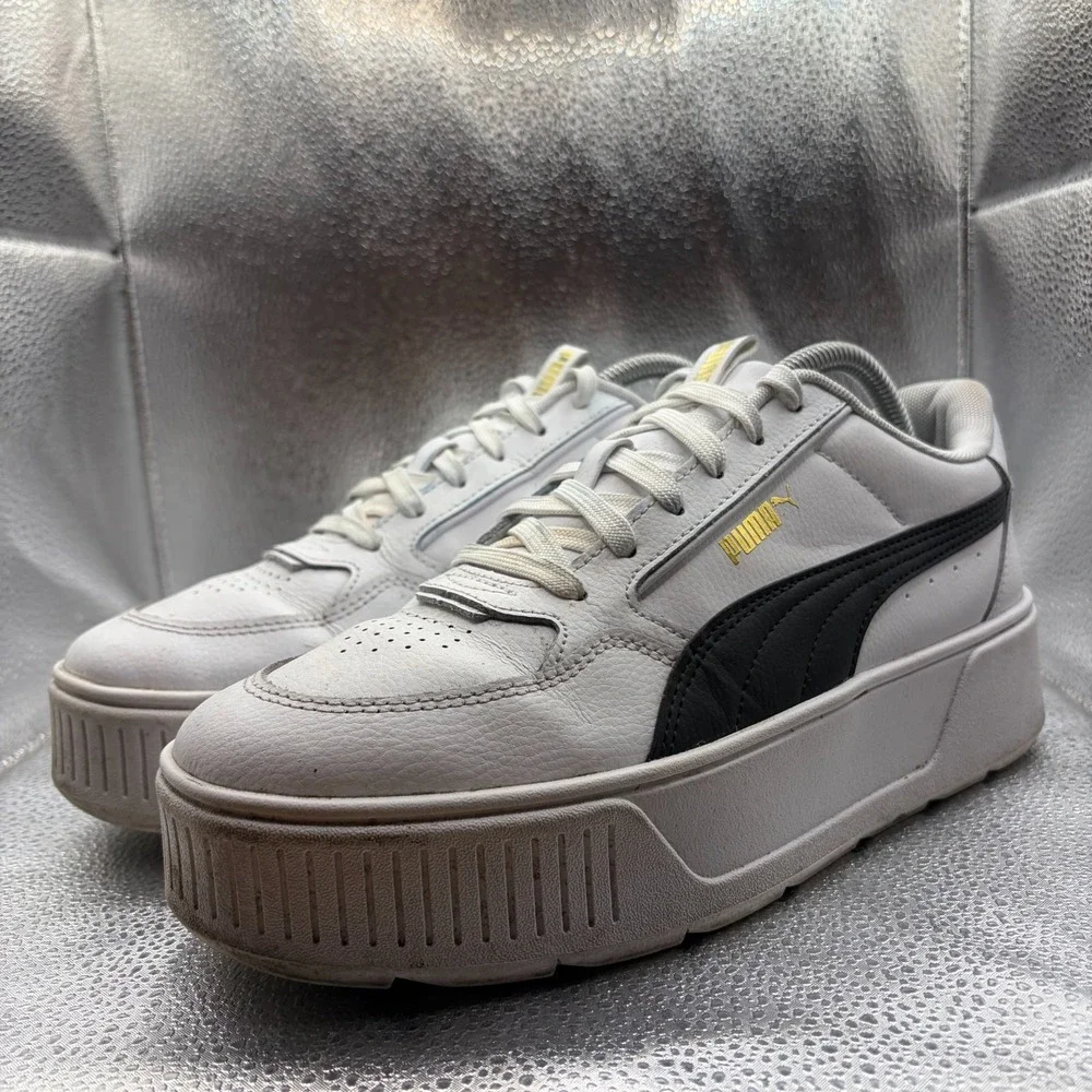 Size 10 Puma Karmen Rebelle White Black Womens Platform Sneaker Shoes 387212-02